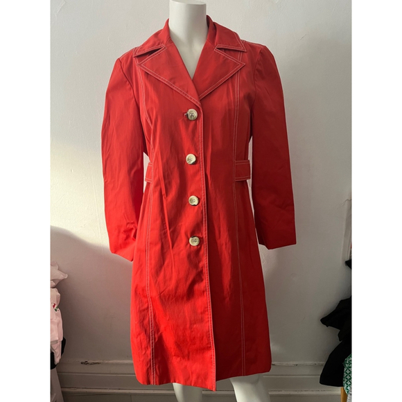 Michael by Michael Kors Red orange utility belted cotton trench coat size Med - Picture 1 of 8